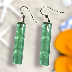 Lab Partners  Green Acrylic Sea Turtle Dangle Earrings, Sterling Silver Posts